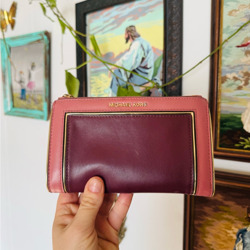 Michael Kors pink and maroon wallet/